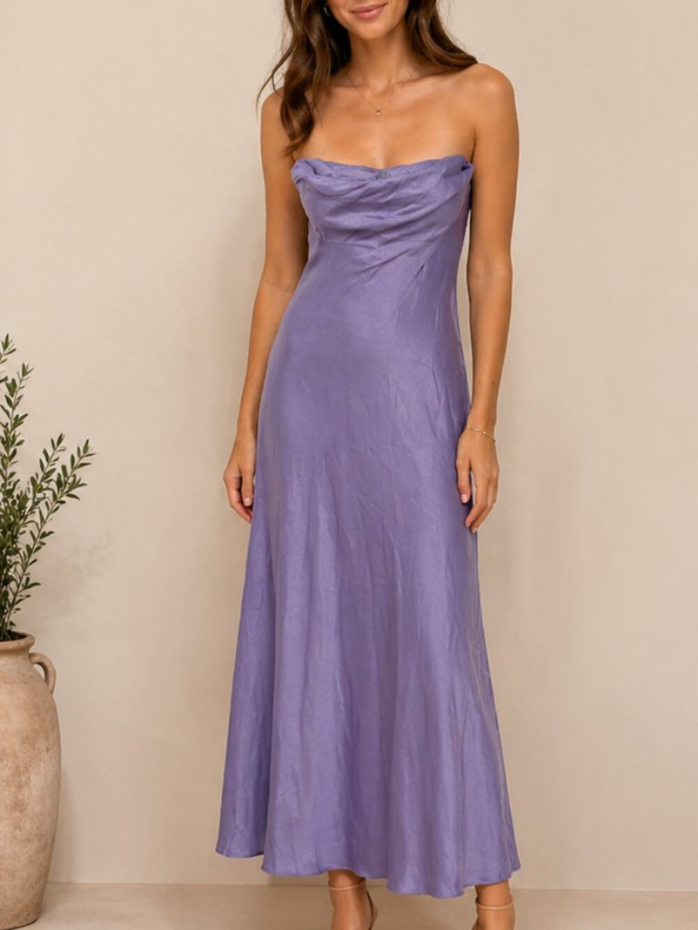 Anthropologie Women's Purple Strapless Maxi Dress Size MP 36582